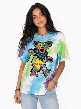 Liquid Blue Grateful Dead Dancing Bear Tie Dye Graphic Tee Small
